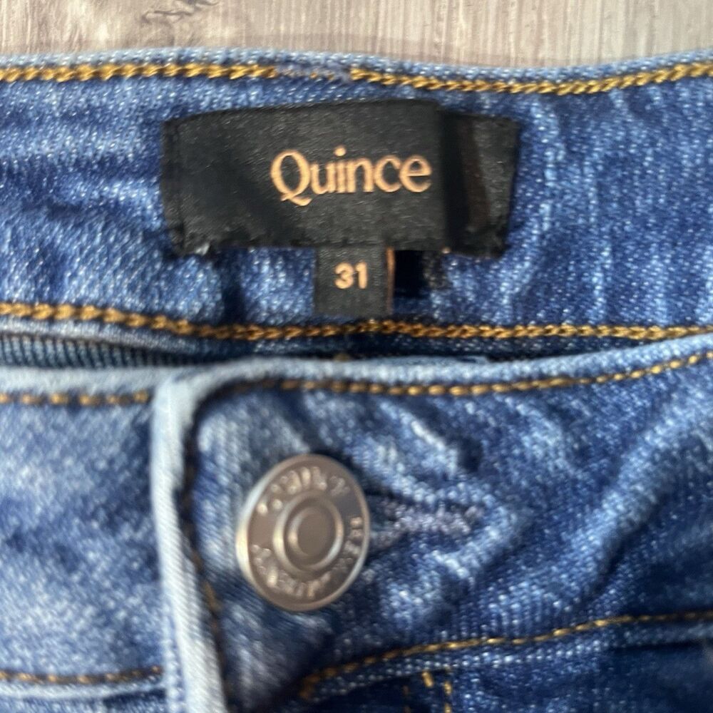 Quince Women Size 31 Bella Stretch Relaxed Straight Jeans Atlantic Blue - Picture 4 of 10